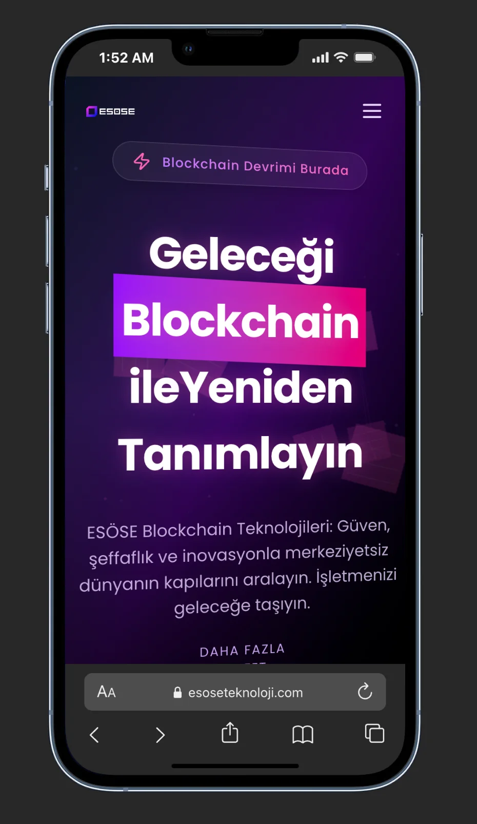 Esose Teknoloji - Blockchain web sitesi ana sayfa