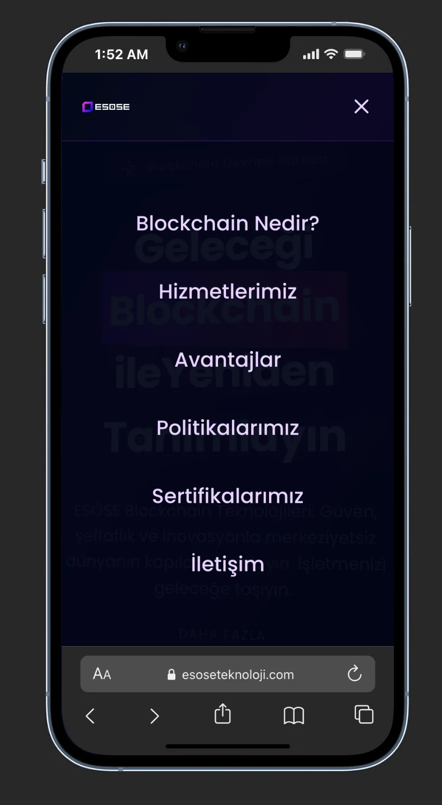 Esose Teknoloji - Blockchain hizmetler sayfası
